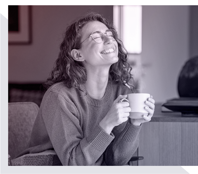 smiling woman coffee